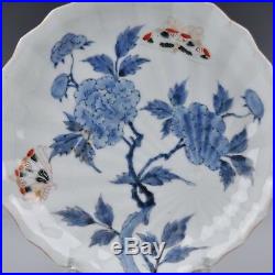 A Japanese 18Th Century Blue & White Porcelain Leaf Shaped Dish