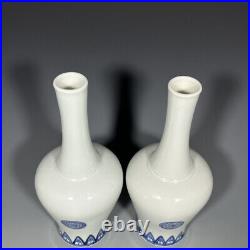 A Pair Chinese Blue&White Porcelain Handpainted Exquisite Vases 9810