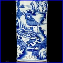 A Pair Chinese Blue&white Porcelain Handmade Exquisite Landscape Vase 14911