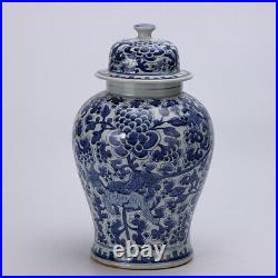 A Pair Chinese Qing Blue White Porcelain kylin General Tank