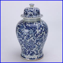A Pair Chinese Qing Blue White Porcelain kylin General Tank
