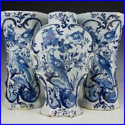 A Wonderful Antique 18th Century Dutch Delft Blue & White Cabinet Garniture Set