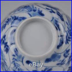 A Wonderfull Moulded Blue & White Chinese Porcelain 18th Ct Kangxi Cup & Saucer