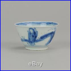 Antique 18C Kangxi Qing Chinese Tea Bowl Porcelain China Blue White zh