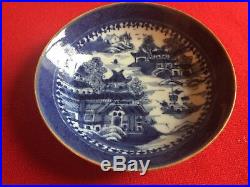 Antique 18th c. Chinese Export Porcelain Saucer Plate Dish Blue & White Canton