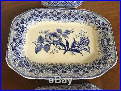 Antique 19th c. English Pottery Tureen Platter Blue & White Transferware H & Co