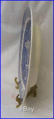 Antique BLUE WILLOW SERVING PLATTER FANTASTIC BLUE & WHITE DETAIL 19TH CENTURY