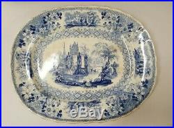 Antique Blue / White Transferware Platter Davenport England 13 x 10-3/4