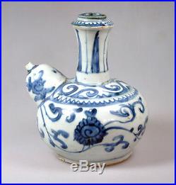 Antique China Chinese Wanli Ming Kendi Blue White Porcelain 1572-1620