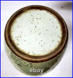 Antique Chinese 19th c. Celadon Ground Blue & White Porcelain Jar Estate Find
