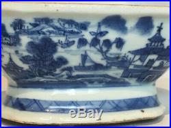 Antique Chinese Blue & White Canton Porcelain Tureen