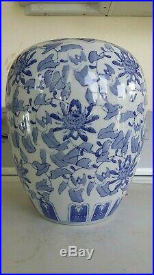Antique Chinese Blue White Porcelain 11 Planter VASE URN Jardinere Crock