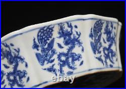 Antique Chinese Blue & White Porcelain Brush Washer withdragon