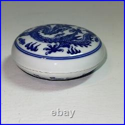 Antique Chinese Blue White Porcelain Ink Box