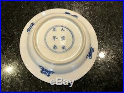 Antique Chinese Blue & White Porcelain Plate Kangxi Mark & Period