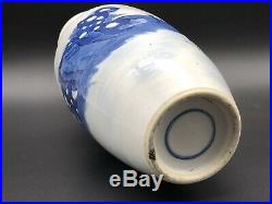 Antique Chinese Blue White Porcelain Vase Kangxi Mark 19th Century