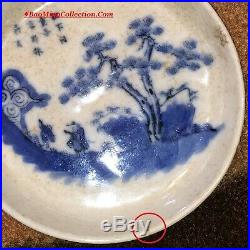 Antique Chinese Blue & White Porcelain Vietnamese Bleu De Hue Big Tea Boat Bowl