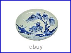 Antique Chinese Blue & White Water Buffalo Dish