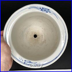 Antique Chinese Blue and White Jardiniere Planter Porcelain Pot Lotus Flower Vtg