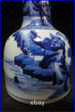 Antique Chinese Blue and White Painting Porcelain Vase Marked KangXi