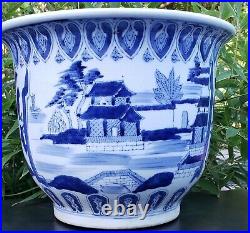 Antique Chinese Export Blue & White Porcelain Jardiniere. 12/10