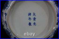 Antique Chinese Hand Painting Blue and White Porcelain Plate GuangXu Marks