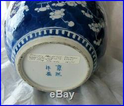 Antique Chinese Kangxi Blue & white Porcelain Prunus ginger jar 1796 Chia-Ching