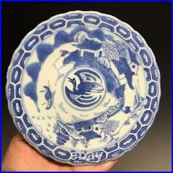 Antique Chinese Late 18th C 1780 Blue White Porcelain Phoenix Plate Qing Dynasty