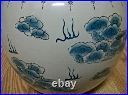 Antique Chinese Porcelain Blue And White Dragon Vase Gold Gilt Kangxi