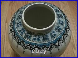 Antique Chinese Porcelain Blue And White Dragon Vase Gold Gilt Kangxi