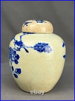 Antique Chinese Porcelain Blue & White 10 1/2 Ginger Jar with Qing Kangxi Mark