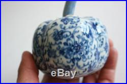 Antique Chinese Porcelain Blue & White Pumpkin Shaped Water Dropper Marks