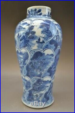 Antique Chinese Porcelain Blue&White Vase landscape Kangxi Period