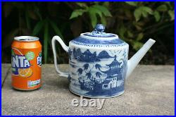 Antique Chinese Porcelain Hand Painted Blue and White Teapot