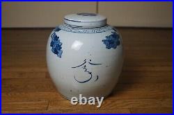 Antique Chinese Qing Dynasty Blue & White Porcelain Jar