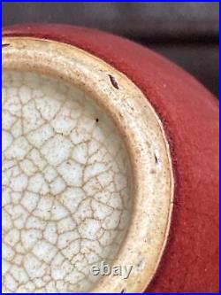 Antique Chinese Red Crack Glazed Oxblood Porcelain Unique Vase Brush Washer