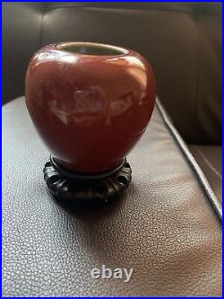 Antique Chinese Red Crack Glazed Oxblood Porcelain Unique Vase Brush Washer