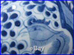 Antique Chinese Yen Yen porcelain vase 19thC blue white phoenix 16 in Ching