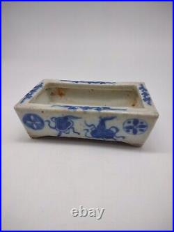 Antique Chinese blue and white porcelain bonsai planter