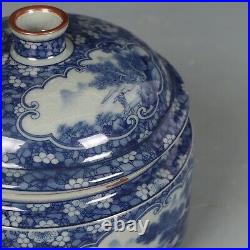 Antique Chinese porcelain landscape family pattern blue and white porcelain jar