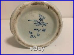 Antique Dutch Blue & White Delft Porcelain Vase Signed