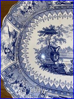 Antique English Blue Transferware Platter Canova T. G. Mayer Longport 16 X 13