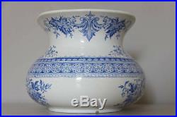 Antique French Porcelain Pitcher, Blue and White Transferware Jug, 1800s