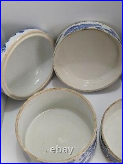 Antique Japanese Blue And White Porcelain Juboko/Jubako Bento Lunch Box