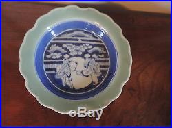 Antique Japanese Porcelain Bowl Celadon Blue & White Chinese Taste 19th c. Arita