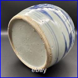 Antique Late 19th C. Qing Dynasty Chinese Blue and White Porcelain Ginger Jar