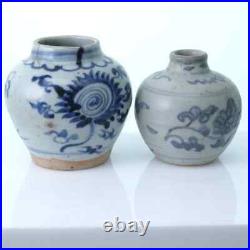Antique Ming Chinese Porcelain Blue & White Jarlets