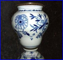 Antique Vase Meissen Meissen Porcelain Bronze Blue White Original Flower 19th