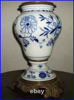 Antique Vase Meissen Meissen Porcelain Bronze Blue White Original Flower 19th