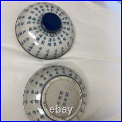 Antique Vintage Chinese Blue and White Porcelain Pot Jar Shunzhi Emperor
